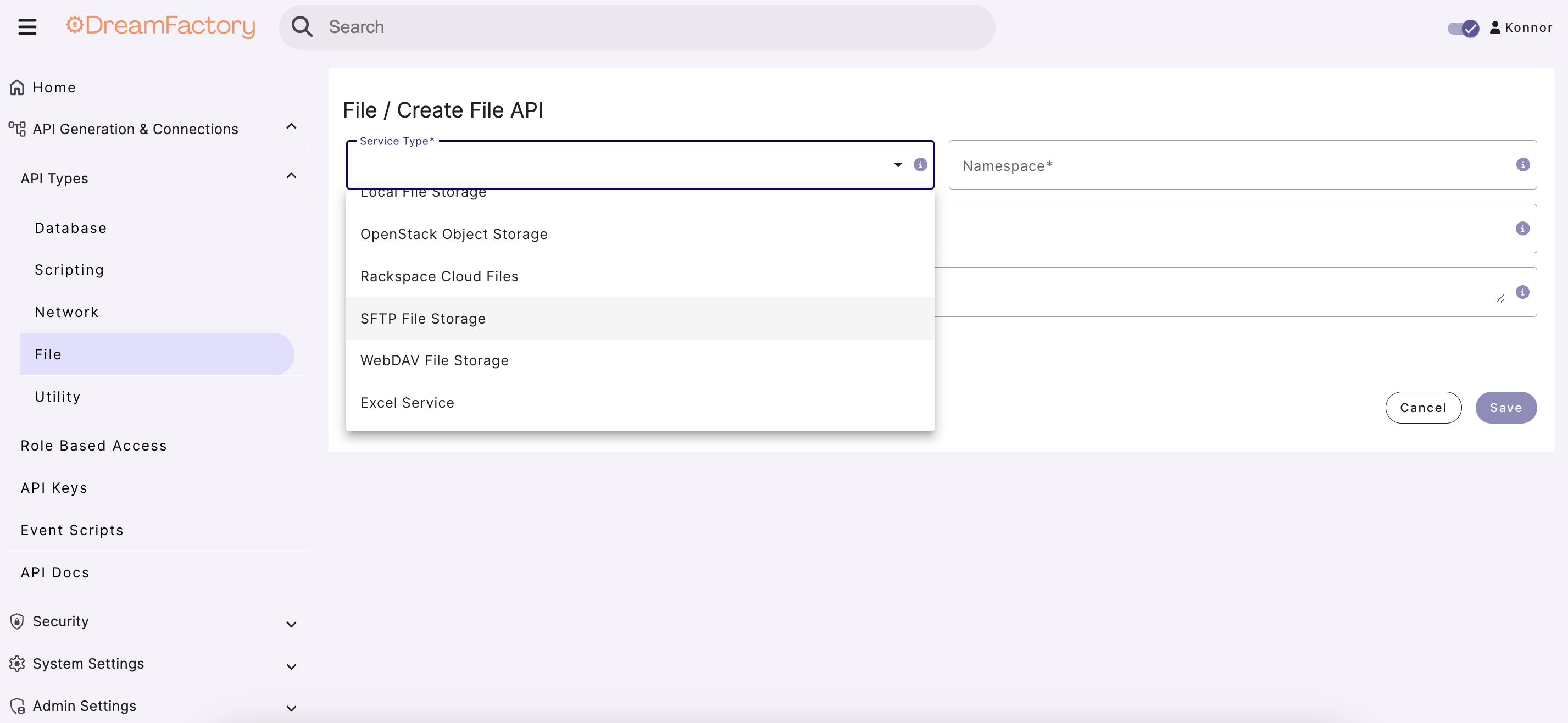file api selection