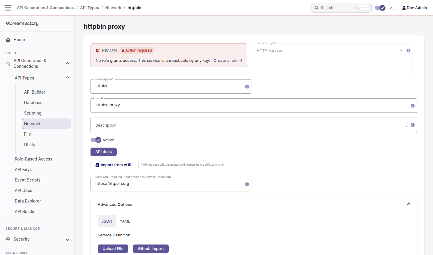 HTTP service form